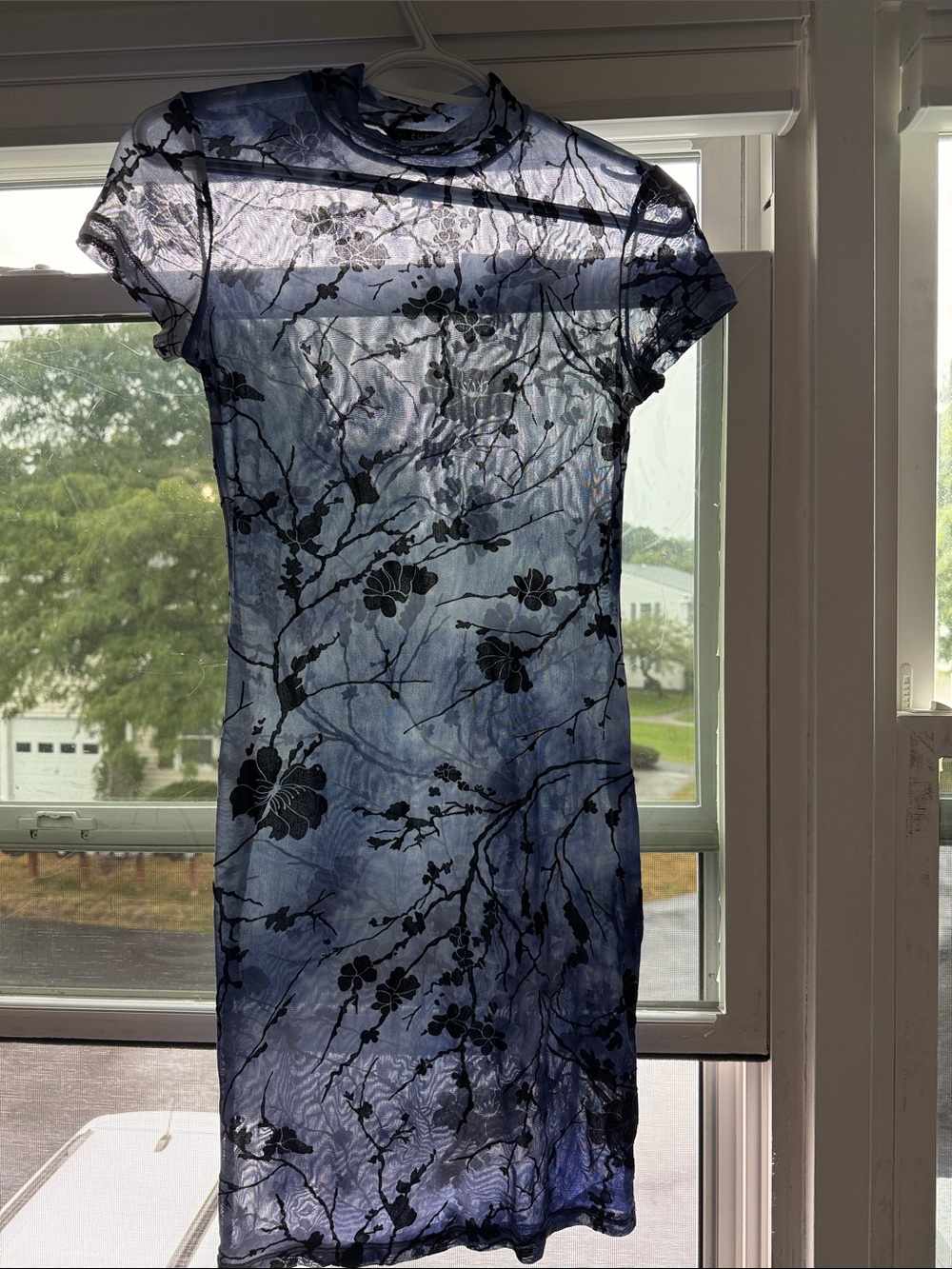 Blue Floral Print Stretch Bodycon Dress. SHEIN. Size xs